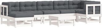 vidaXL Juego De Muebles Jard&iacute;n 8 Pzas Y Cojines Madera Maciza Blanco Vidaxl