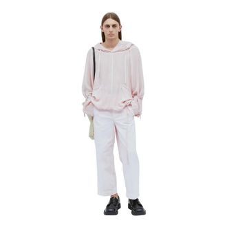 Dries Van Noten Cropped Trousers, male, Pink, Size: W32 Twill Cargo Pants