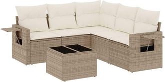 vidaXL Juego De Sof&aacute;s Jard&iacute;n Con Cojines 6 Pzas Rat&aacute;n Sint&eacute;tico Beige Vidaxl