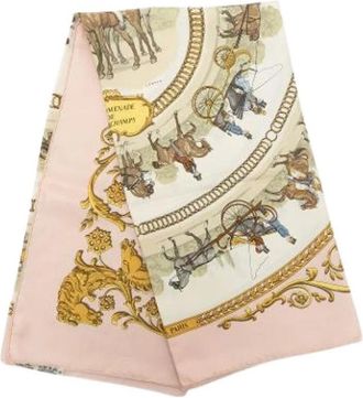 Herm&egrave;s Pre-owned La Promenade De Longchamps Sjaal - Dames - Vintage Accessoires - Roze - ONE Size - Vintage