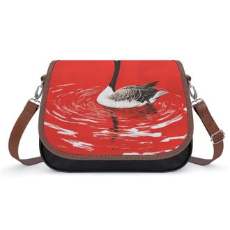 Generic Duck And Canada Flag Crossbody Bags for Women Fashion Leather Shoulder Handbags With Adjustable Strap