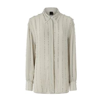 Pinko Shirts, female, Gray, Size: S Embellished Shirt