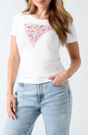 Guess Peony Triangle Graphic T-Shirt in White at Nordstrom, Size Large