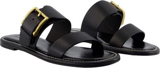 Ami Womens Buckle-Strap Calfskin Sandal Black