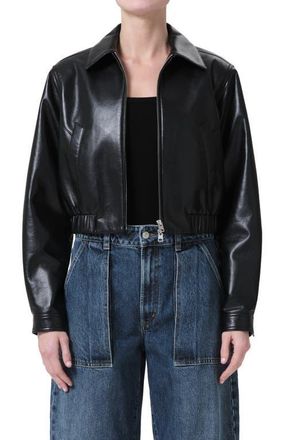 A Gold E Essie Recycled Leather Crop Jacket in Black at Nordstrom, Size X-Large