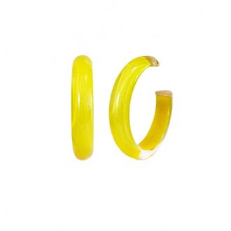 Gold & Honey Womens Medium Illusion Lucite Hoop Earrings In Banana