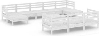 vidaXL 11 Piece Garden Lounge Set White Solid Wood Pine Vidaxl