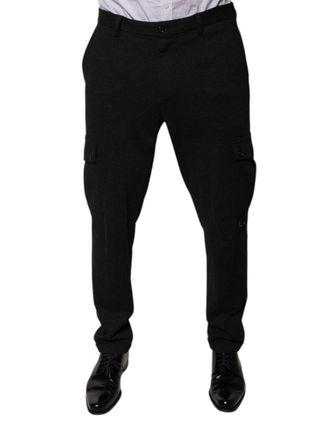 Dolce & Gabbana Black Viscose Cargo Men Casual Pants Nylon Elastane