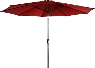Happy Garden Sombrilla redonda recta de aluminio de 3,30 m con tejido rojo