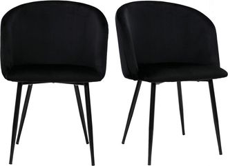 Miliboo Set De 2 Sillas De Dise&ntilde;o De Terciopelo Negro Vanity