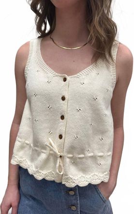 Wishlist Scallop Hem Sweater Tank In Dark Natural