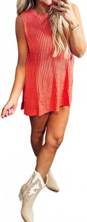 Very J Knit Sweater Comfy Top & Shorts Set In Coral