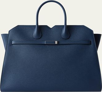 Valextra Mens Milano Large Millepunte Calfskin Top-Handle Bag