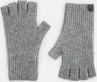 AllSaints Mens Wool Oppose Boiled Wool Fingerless Gloves, Size: One Size