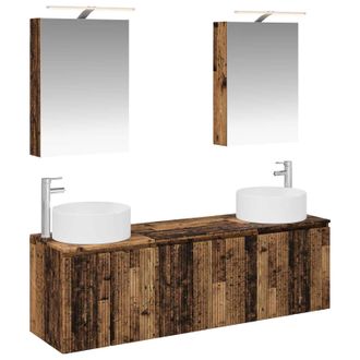 vidaXL Juego De Muebles De Ba&ntilde;o 5 Uds. Madera Envejecida Vidaxl