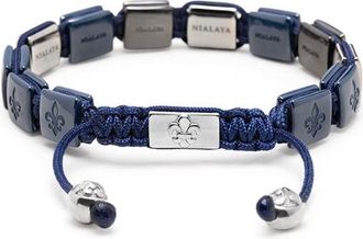 Nialaya Blue Ceramic Flatbead Bracelet in Blue /Silver at Nordstrom, Size X-Large