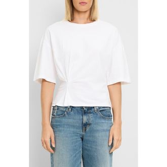 Michael Stars Zinnia Pleated Side Cotton T-Shirt in White at Nordstrom, Size X-Small