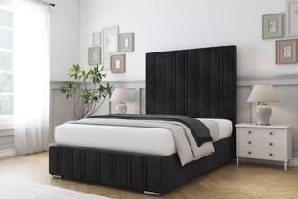 Comfort Beds Paris Naples Bed Frame - 50 Upholstered Headboard in Black | Size: Single