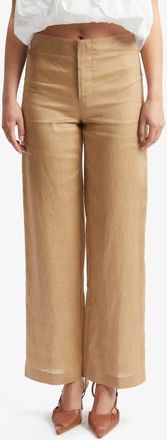 Bardot Balia Hipster High Waist Linen Pants in Latte at Nordstrom, Size 8