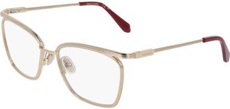 Ferragamo Eyeglasses Square Full Rim, Gold Frame And Clear Demo Lens Lens Sf2235710