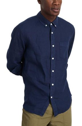 Alex Mill Mill Linen Button-Down Shirt in Navy at Nordstrom, Size Xx-Large