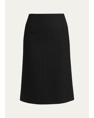 Alexander McQueen Sweetheart-Waist Lightweight Tweed Midi Skirt