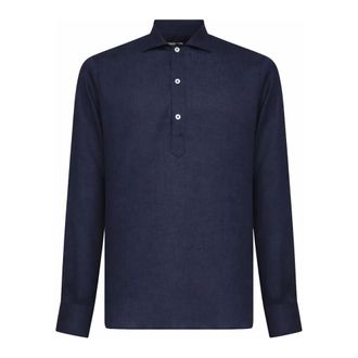 Tagliatore Casual Shirts, male, Blue, Size: 3XL Dustin Long-Sleeve Shirt