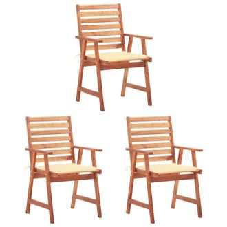 vidaXL Vidaxl - Sillas Comedor De Jard&iacute;n 3 Uds Madera Maciza Acacia Y Cojines