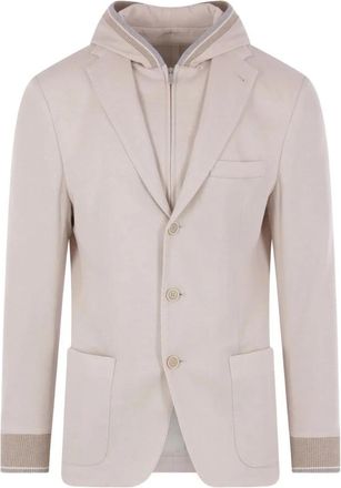 Eleventy Hooded Buttoned Jacket - Heren - Blazers - Beige - M - Katoen - Jassen