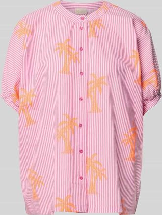 Milano Milano Italy Bluse mit Rundhalsausschnitt und Knopfleiste in Pink, Gr&ouml;&szlig;e 36