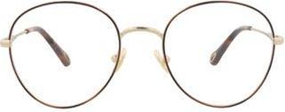Chlo&eacute; 52mm Round Optical Glasses in Havana Gold Transparent at Nordstrom Rack