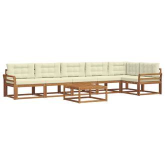 vidaXL Conjunto De Sof&aacute;s De Exterior Con Coj&iacute;n 7 Pcs Natural Y Crema Vidaxl