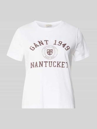 GANT T-Shirt mit Label-Print in Weiss, Gr&ouml;&szlig;e XXL