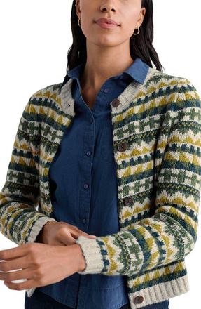 Seasalt Cornwall Daedon Pick Fair Isle Merino Wool Blend Cardigan in Zig Zag Geo Alpine Galley Mix at Nordstrom, Size 12