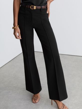 Reiss Black Tall High Rise Flared Trousers, 16
