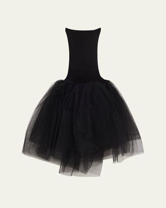 Junya Watanabe Drop-Waist Sheer Tulle Midi Skirt