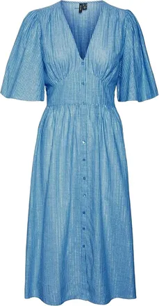 Vero Moda Dames Ines V Hals Midi Jurk (Riviera)