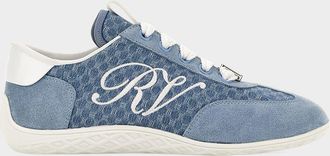 Roger Vivier Viv Canvas and Suede Low-Top Sneakers