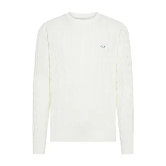 Sun 68 Truien & Vesten, Heren, Wit, L, Katoen, Cable Knit Sweater L/S