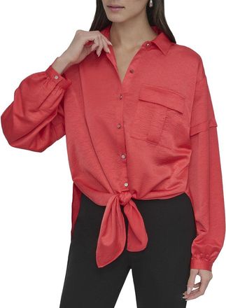 DKNY Dkny Nail Crease Tie-Front Top