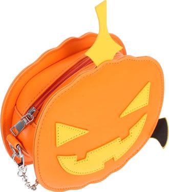 Yarnow Water-resistant Pumpkin Crossbody Bag for Women with Chain Strap PU Leather Shoulder Purse for Halloween Parties Spacious Interior Novelty Pumpkin Par