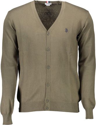 U.S.Polo Association Mens Vneck Cardigan Sweater Classic Fit - Sage Green Cotton - Size 2XL