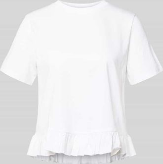 Tom Tailor Denim Relaxed Fit T-Shirt mit Volants in Weiss, Gr&ouml;&szlig;e XS