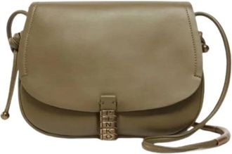 Pinko Klassieke leren zadeltas - Dames - Schoudertassen - Groen - ONE Size - Leer - Tassen