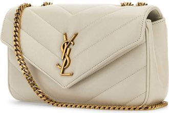 Saint Laurent Womens Loulou Shoulder Bag Beige Lamb