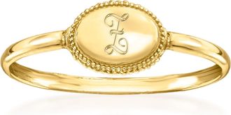 RS Pure by Ross-Simons Italian 14kt Yellow Gold Personalized Oval Ring