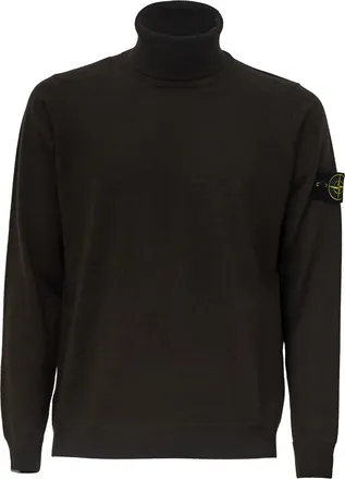 Stone Island Pure Wool Turtleneck Sweater With Ribbed Details