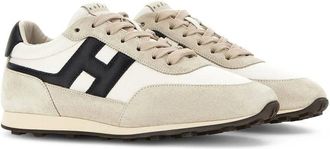 Hogan Logo Patch and Suede Inserts Sneaker - Beige