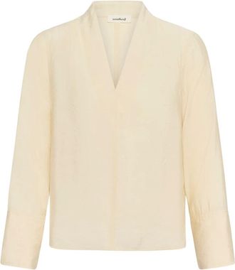 Soaked In Luxury Blusa Leodora Merapi con cuello en V - Blouses & Shirts - Mujer - Beige - XL
