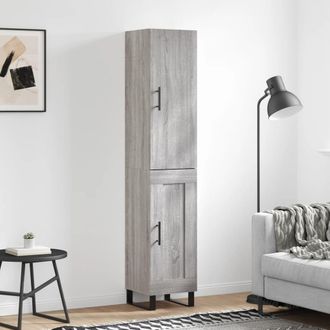 vidaXL Aparador Alto Madera Contrachapada Gris Sonoma 34,5x34x180 Cm Vidaxl